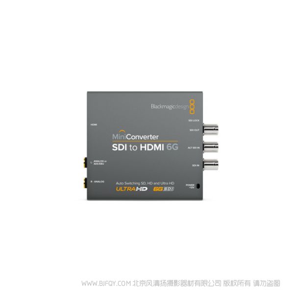 BMD Mini Converter SDI to HDMI 6G SD、HD、3G A級(jí)或B級(jí)以及6G-SDI視頻源,轉(zhuǎn)換成SD、HD和Ultra HD視頻格式的HDMI視頻